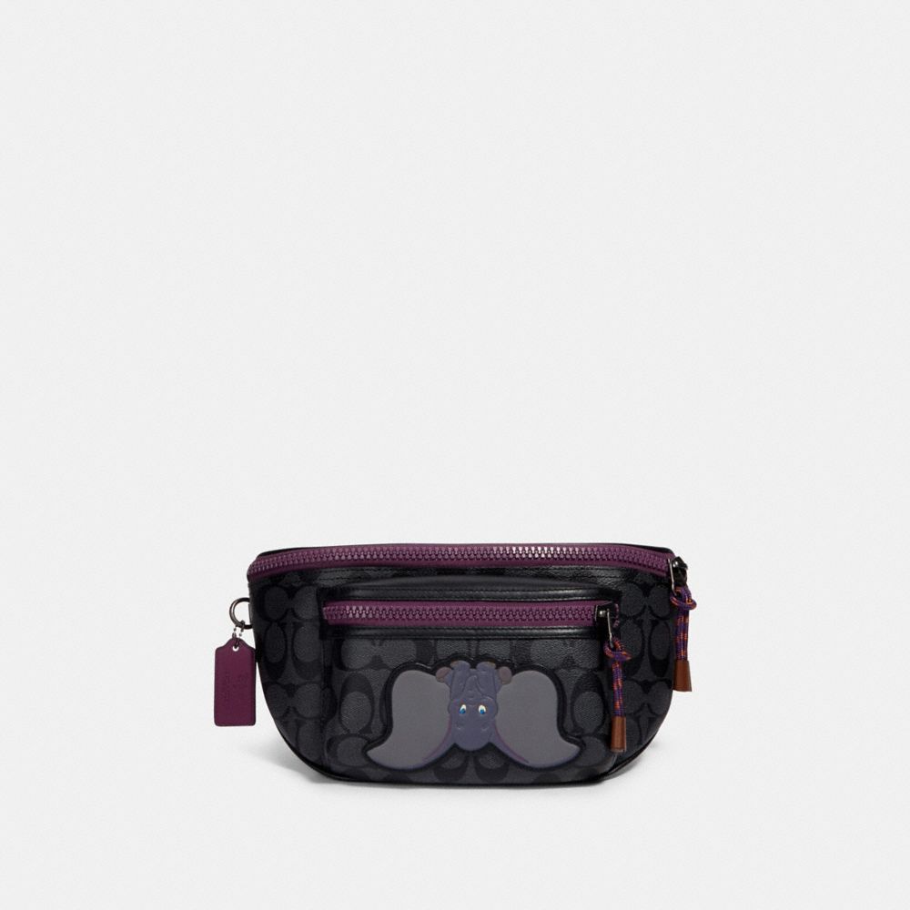 DISNEY X COACH TERRAIN BELT BAG IN SIGNATURE CANVAS WITH DUMBO - 89905 - QB/CHARCOAL PLUM MULTI