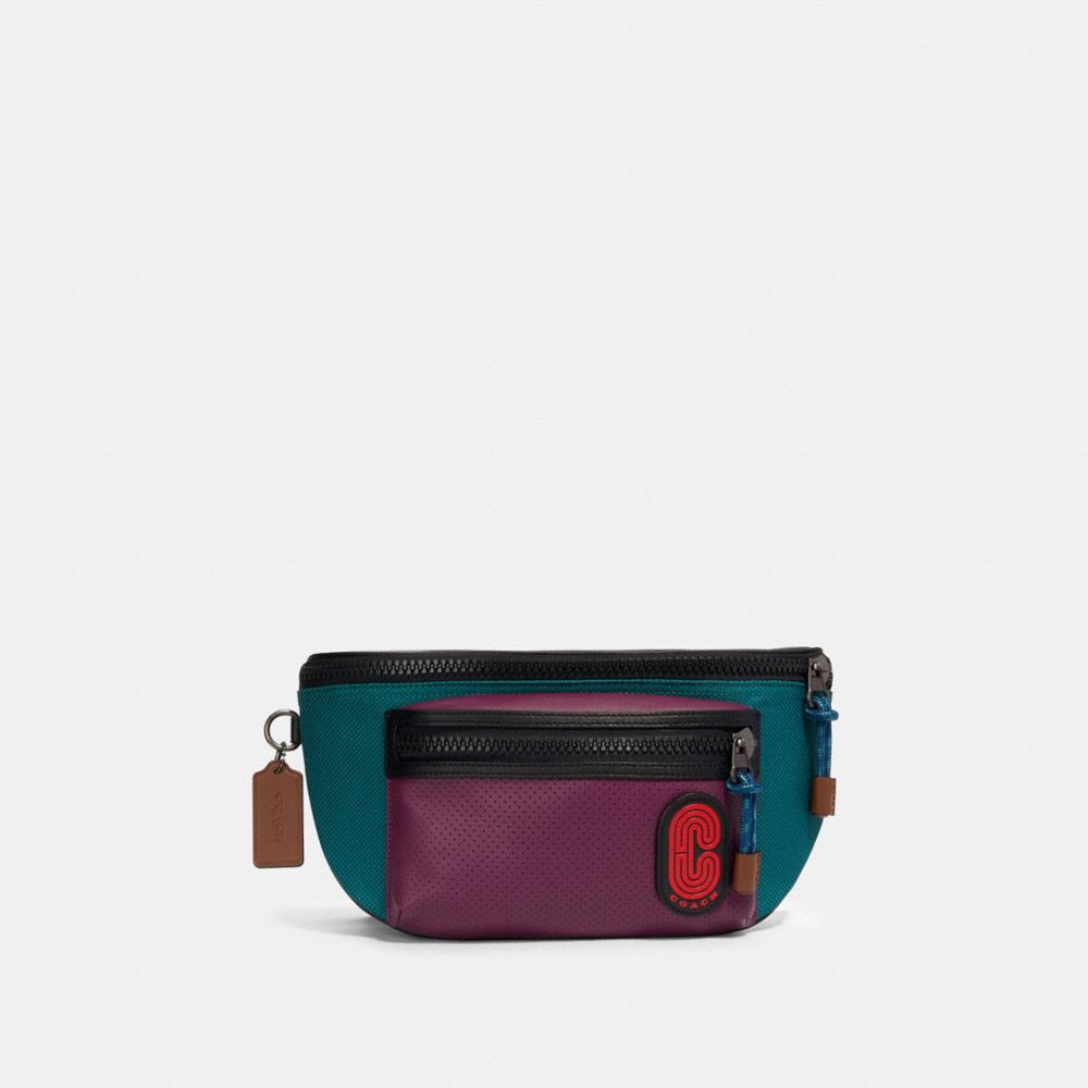 COACH 89907 TERRAIN BELT BAG IN COLORBLOCK WITH COACH PATCH QB/DARK SEA GREEN PLUM MULTI