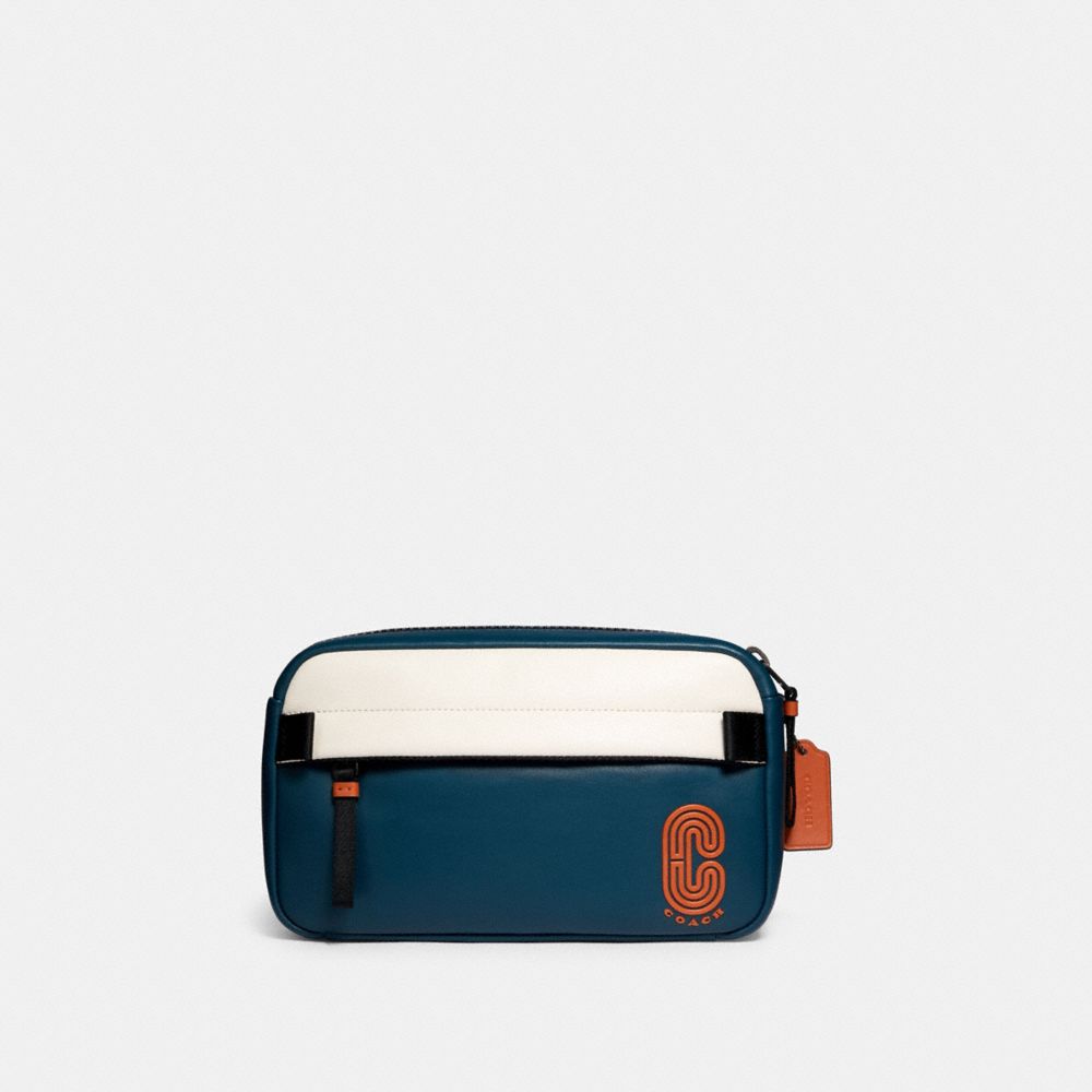 COACH 89920 EDGE BELT BAG IN COLORBLOCK QB/AEGEAN/CHALK/ORANGE-CLAY