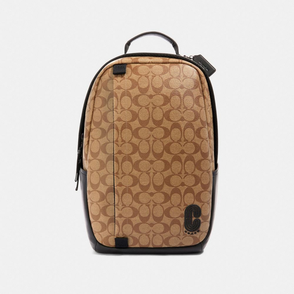 COACH 89922 EDGE BACKPACK IN SIGNATURE CANVAS QB/TAN