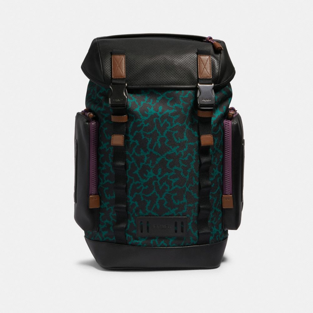 COACH 89929 Disney X Coach Ranger Backpack With Wavy Animal Print QB/DARK GREEN MULTI