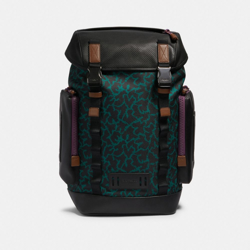 COACH DISNEY X COACH RANGER BACKPACK WITH WAVY ANIMAL PRINT - QB/DARK GREEN MULTI - 89929