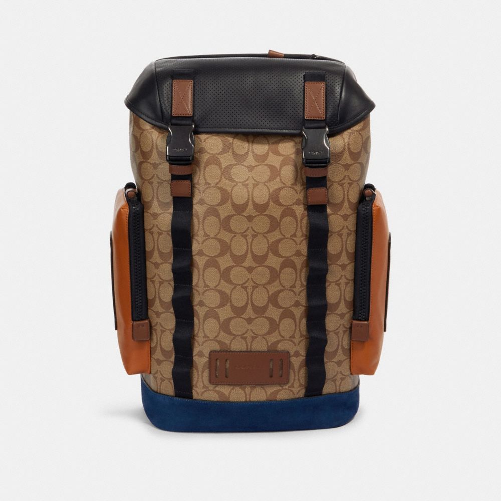 RANGER BACKPACK IN SIGNATURE CANVAS WITH MOUNTAINEERING DETAIL - QB/TAN BURNT SIENNA MULTI - COACH 89930