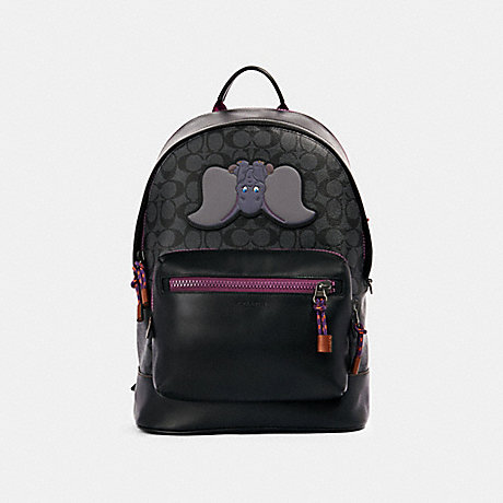 COACH 89943 DISNEY X COACH WEST BACKPACK IN SIGNATURE CANVAS WITH DUMBO QB/CHARCOAL PLUM MULTI