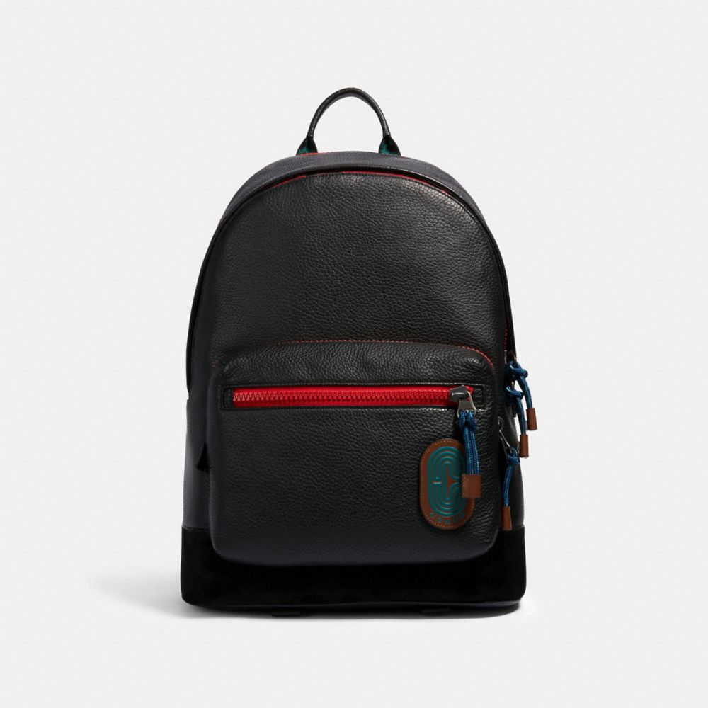 WEST BACKPACK IN COLORBLOCK WITH WAVY ANIMAL PRINT DETAIL AND COACH PATCH - 89948 - QB/BLACK MULTI