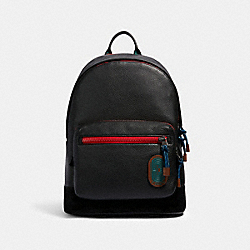 WEST BACKPACK IN COLORBLOCK WITH WAVY ANIMAL PRINT DETAIL AND COACH PATCH - 89948 - QB/BLACK MULTI