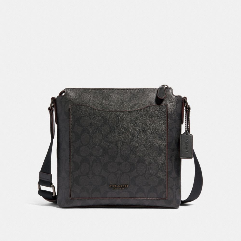 BECKETT POCKET CROSSBODY IN SIGNATURE CANVAS - JI/BLACK/BLACK/OXBLOOD - COACH 89950