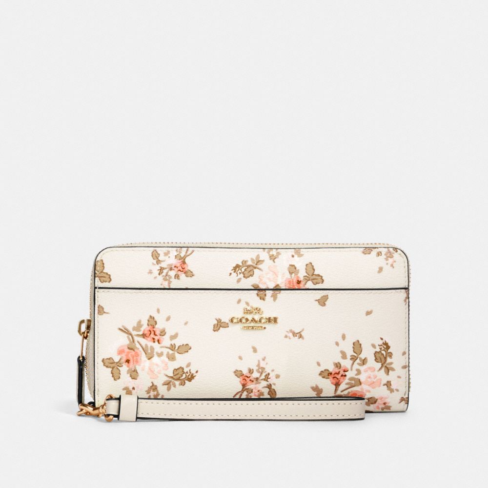 COACH 89966 Accordion Zip Wallet With Rose Bouquet Print IM/CHALK MULTI