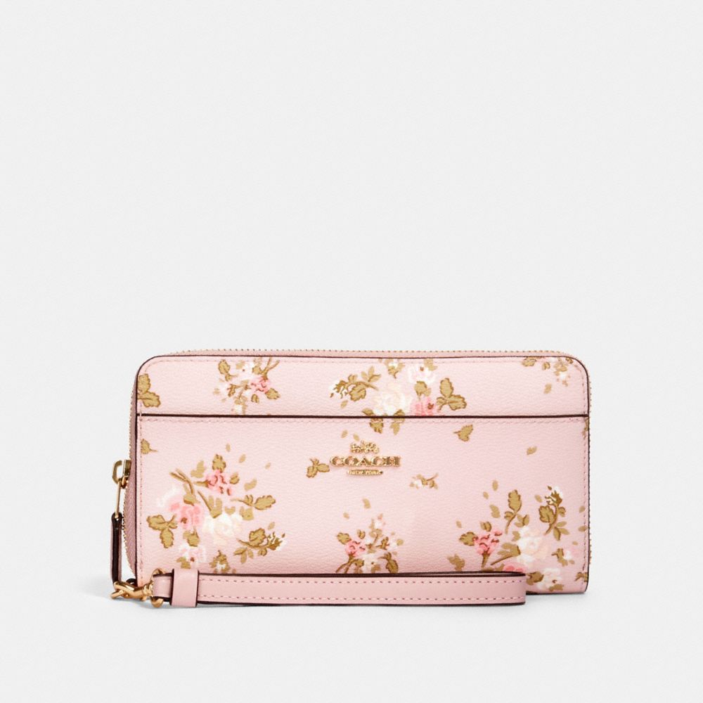 COACH ACCORDION ZIP WALLET WITH ROSE BOUQUET PRINT - IM/BLOSSOM MULTI - 89966