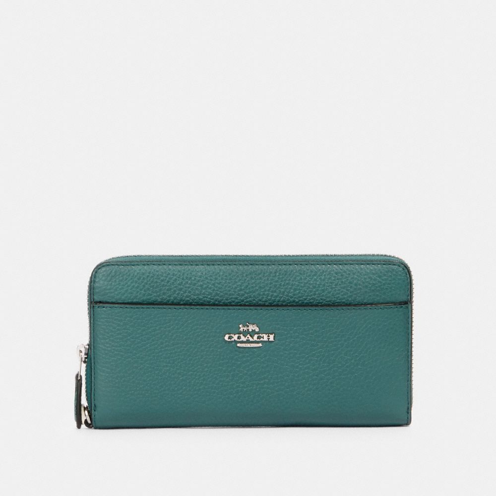 COACH 89968 ACCORDION ZIP WALLET SV/DARK-TURQUOISE