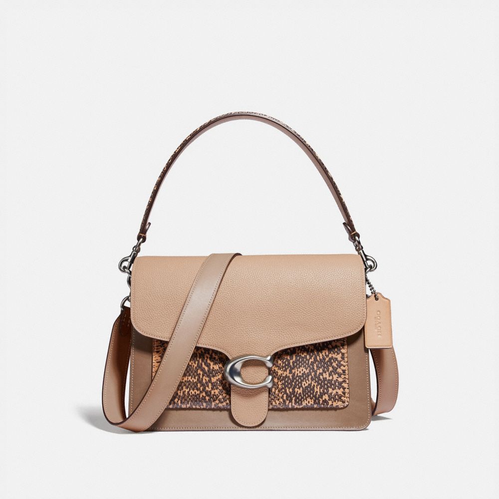 TABBY SHOULDER BAG WITH COLORBLOCK SNAKESKIN DETAIL - LH/TAUPE MULTI - COACH 89973