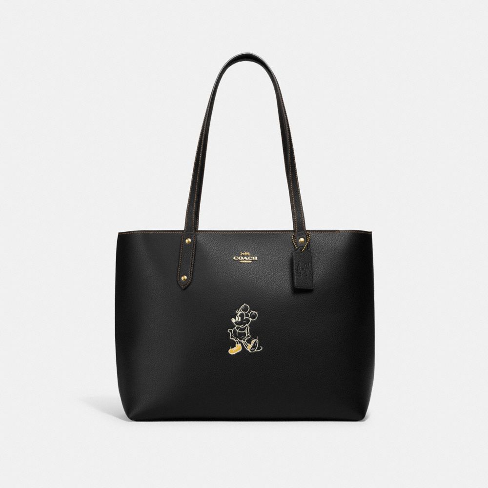 Disney X Coach Central Tote With Zip With Mickey Mouse Motif - 89975 - Brass/Black