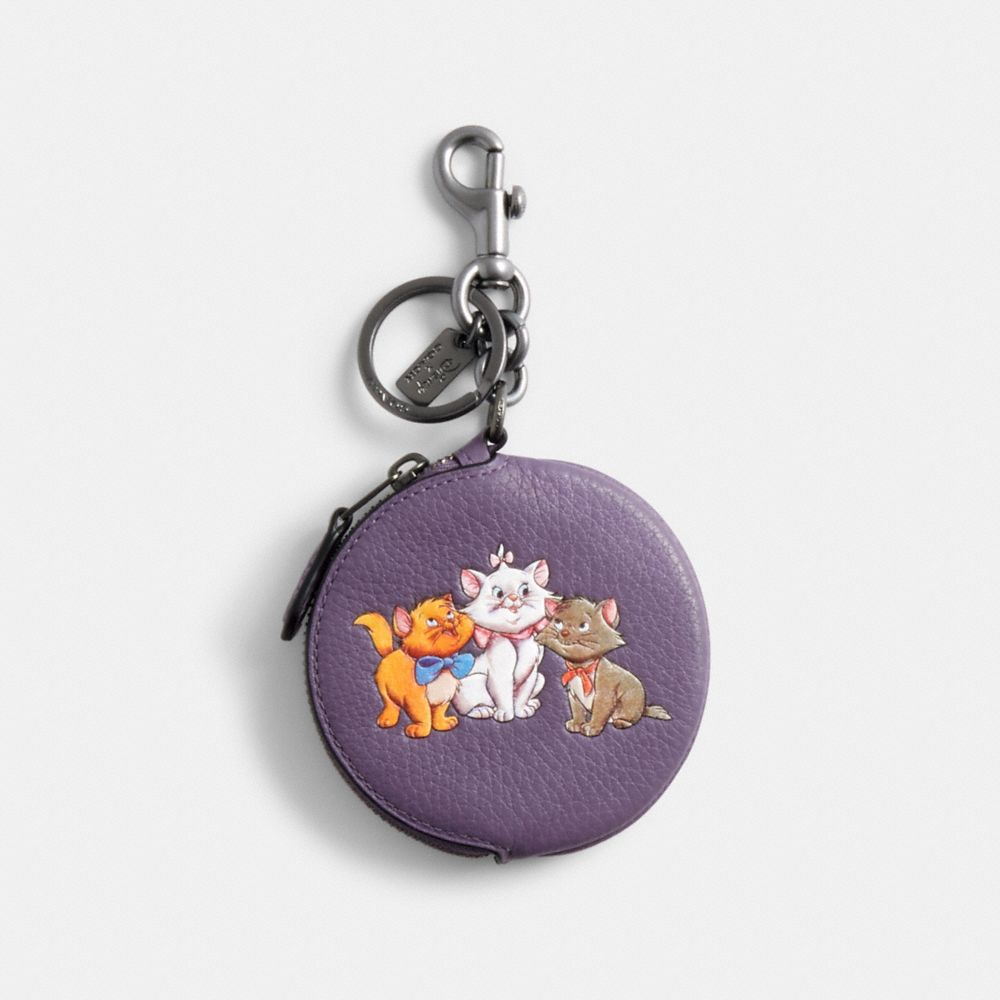 DISNEY X COACH CIRCULAR COIN POUCH BAG CHARM WITH DISNEY MOTIF - 89988 - GM/DUSTY LAVENDER MULTI