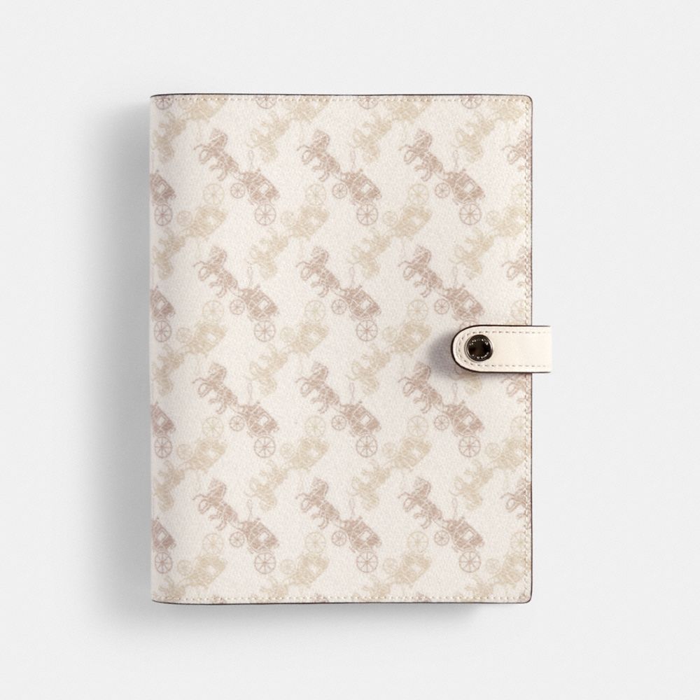 COACH 90017 Notebook With Horse And Carriage Print BEIGE TAUPE