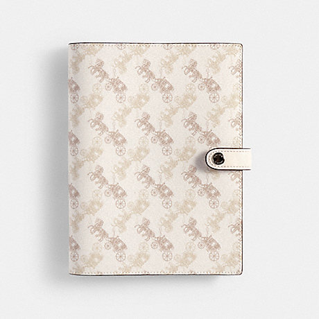 COACH 90017 NOTEBOOK WITH HORSE AND CARRIAGE PRINT BEIGE-TAUPE