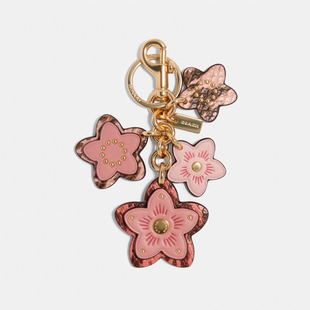 COACH FLORAL CLUSTER BAG CHARM - IM/LIGHT BLUSH MULTI - 90033