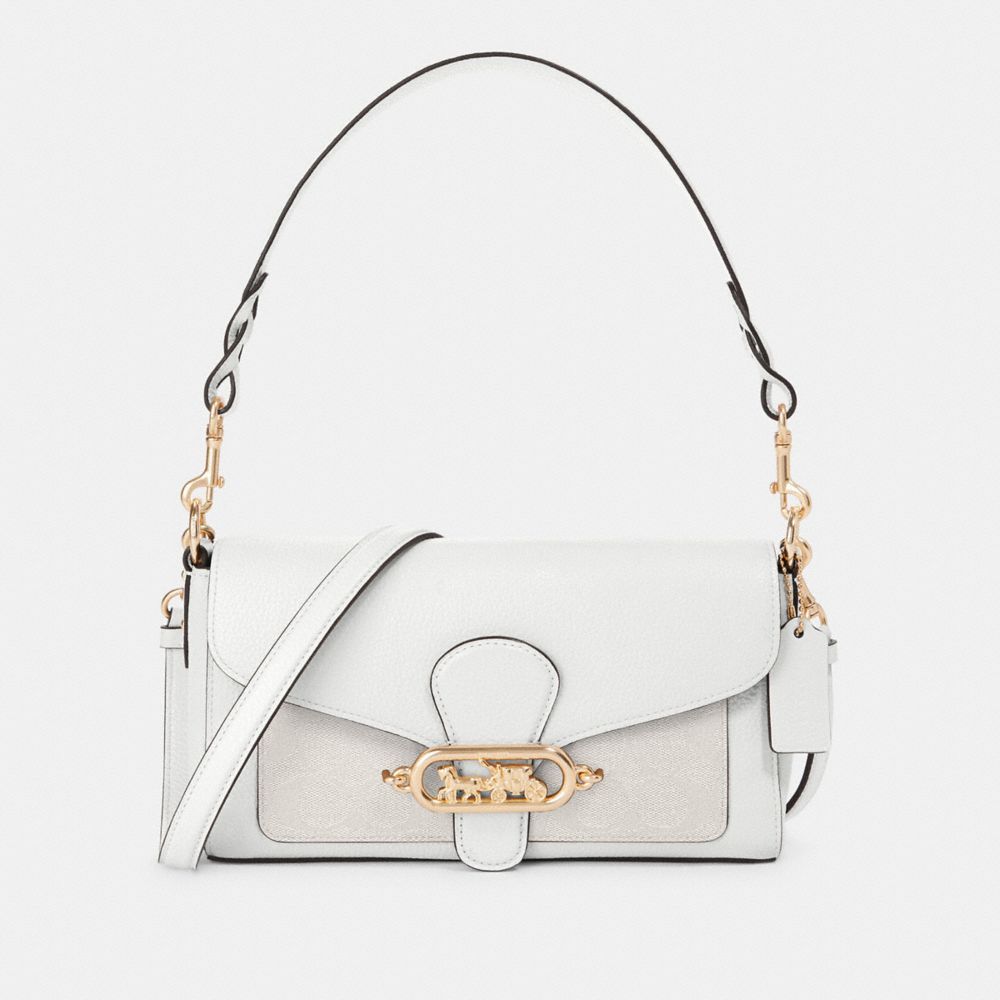 SMALL JADE SHOULDER BAG WITH SIGNATURE CANVAS DETAIL - IM/CHALK/GLACIERWHITE - COACH 90782