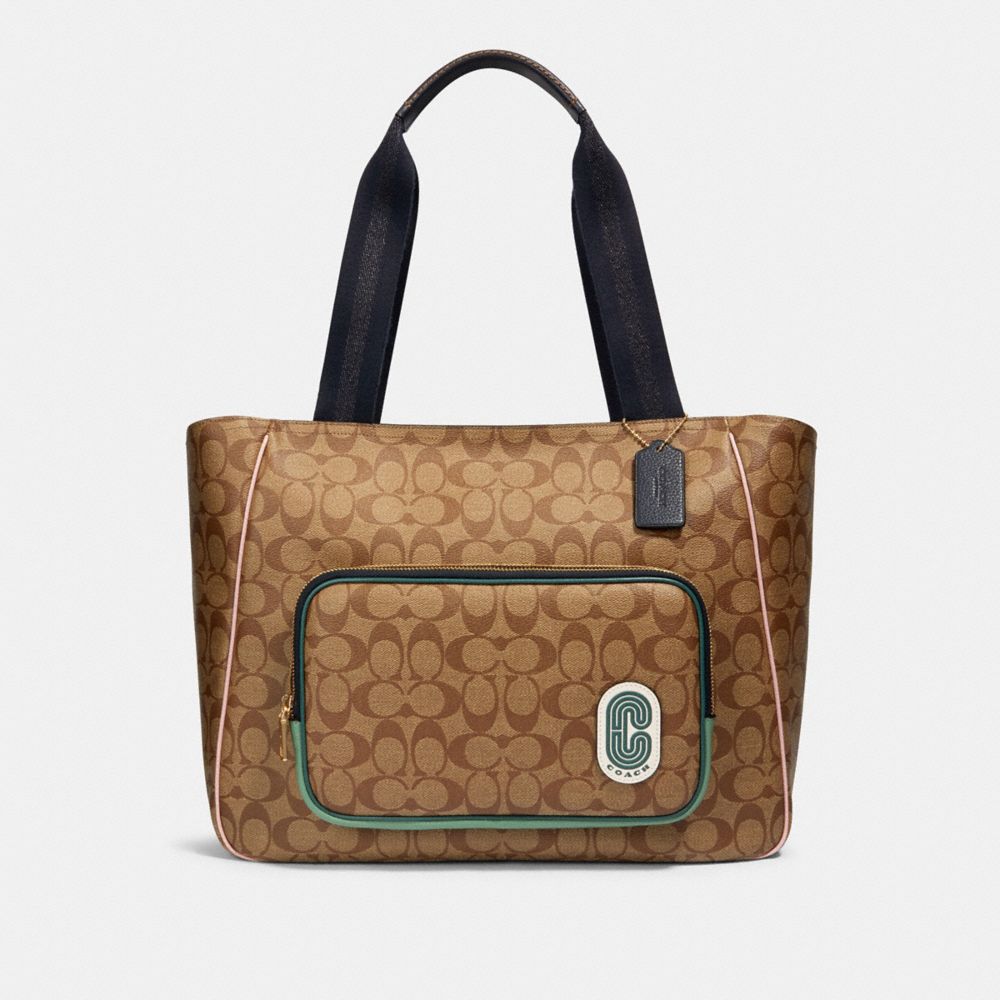 COACH 90873 - COURT TOTE IN SIGNATURE NYLON IM/KHAKI MULTI