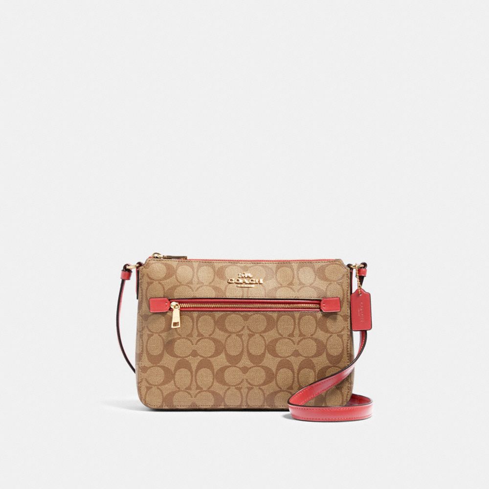 COACH GALLERY FILE BAG IN SIGNATURE CANVAS - IM/KHAKI POPPY - 91013