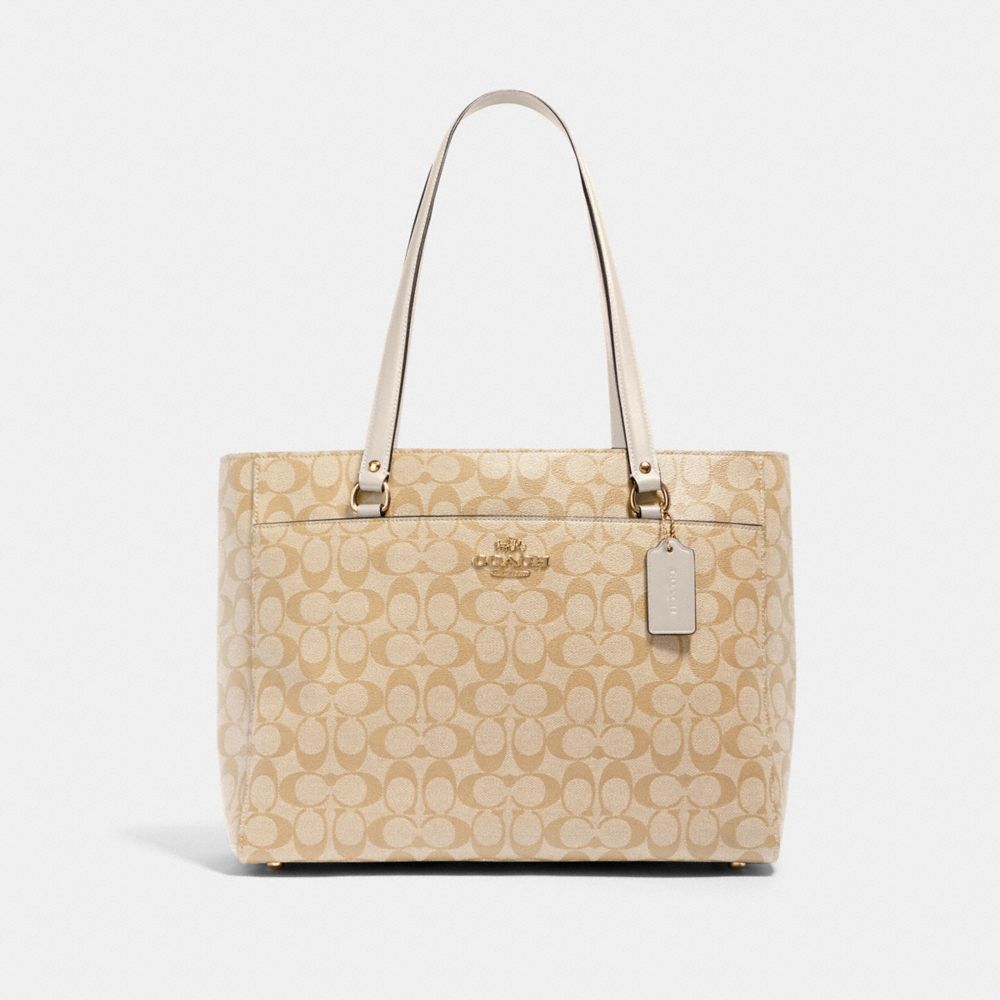 COACH 91017 ADDISON TOTE IN SIGNATURE CANVAS IM/LIGHT KHAKI CHALK