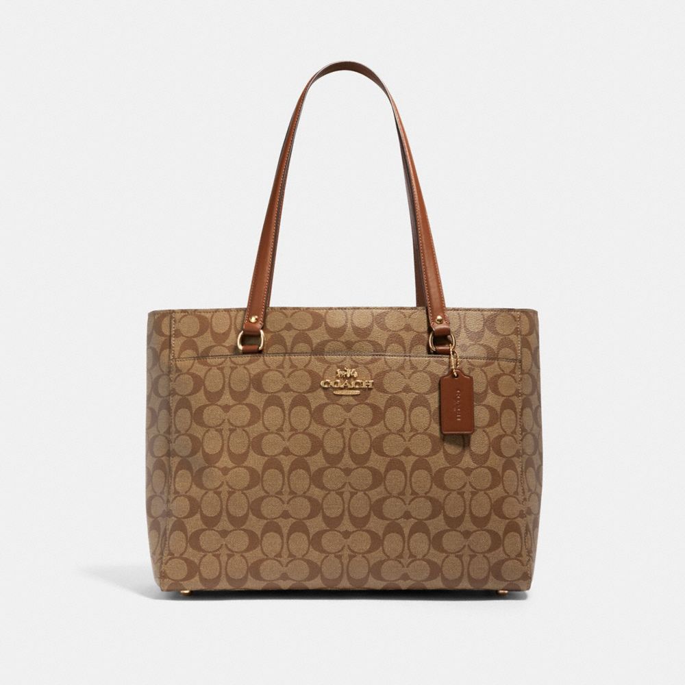 COACH 91017 - ADDISON TOTE IN SIGNATURE CANVAS - IM/KHAKI SADDLE 2 ...