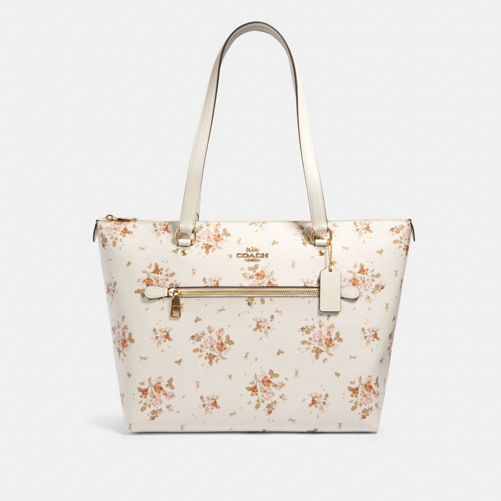 COACH 91023 GALLERY TOTE WITH ROSE BOUQUET PRINT IM CHALK