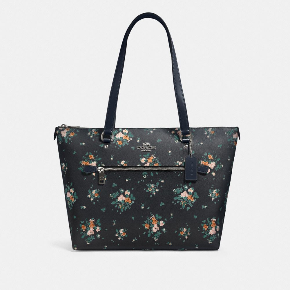 GALLERY TOTE WITH ROSE BOUQUET PRINT - 91023 - SV/MIDNIGHT MULTI