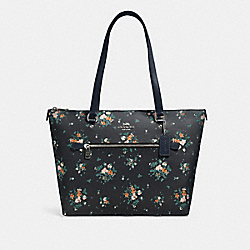 COACH 91023 Gallery Tote With Rose Bouquet Print SV/MIDNIGHT MULTI