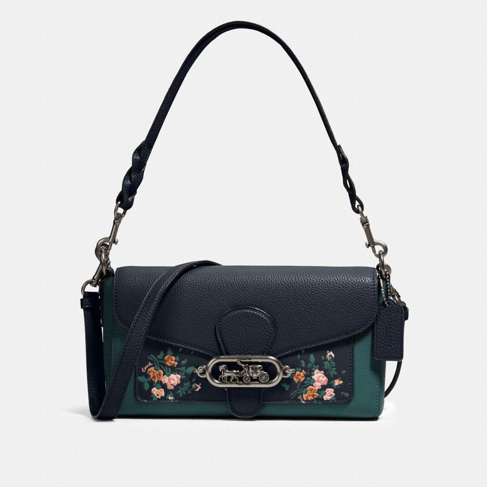 COACH 91024 Jade Shoulder Bag With Rose Bouquet Print SV/MIDNIGHT MULTI