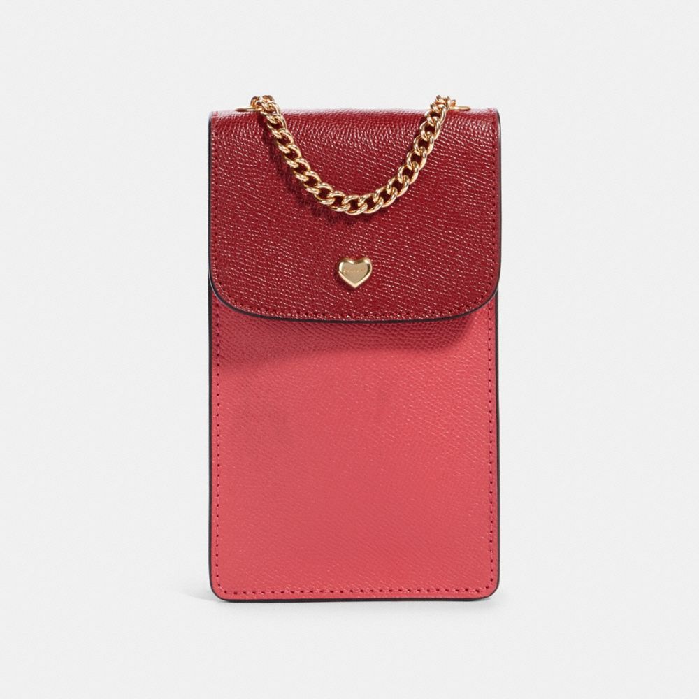 NORTH/SOUTH CROSSBODY IN COLORBLOCK - IM/DEEP SCARLET MULTI - COACH 91044