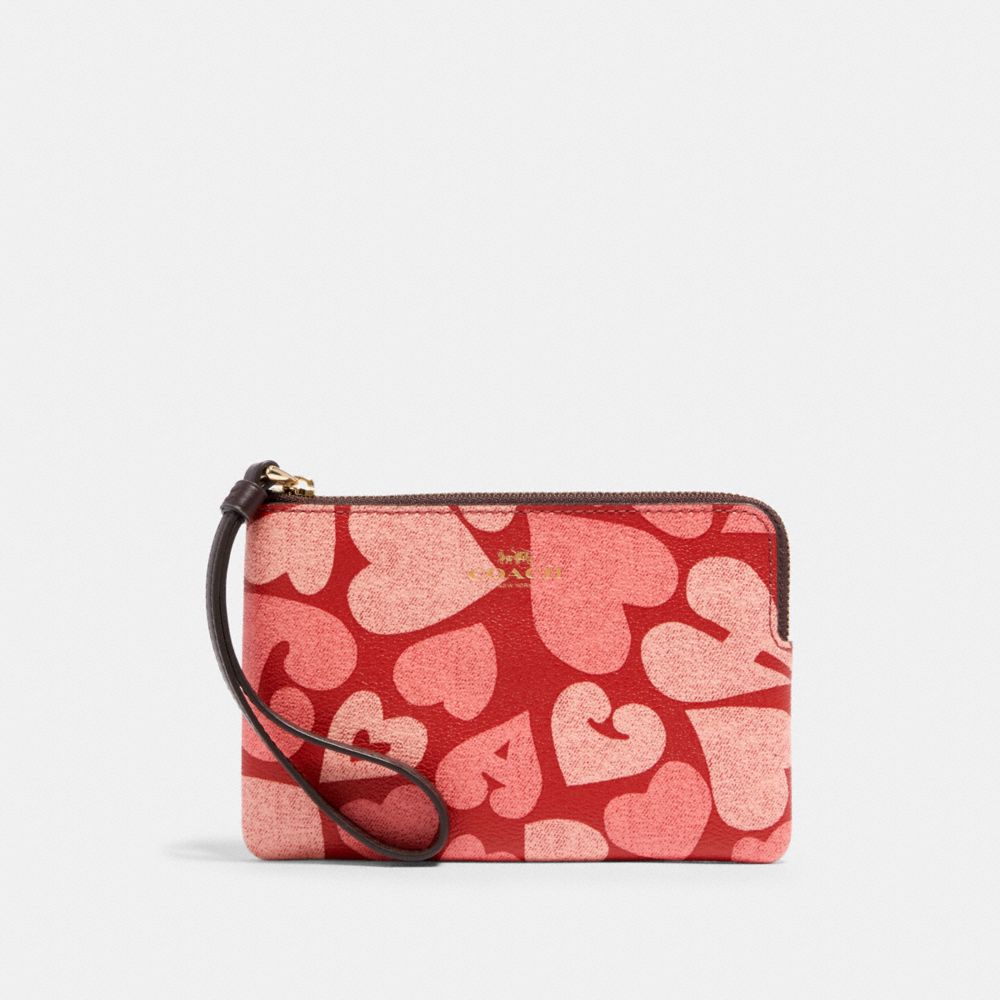 CORNER ZIP WRISTLET WITH COACH HEART PRINT - IM/JASPER MULTI - COACH 91073