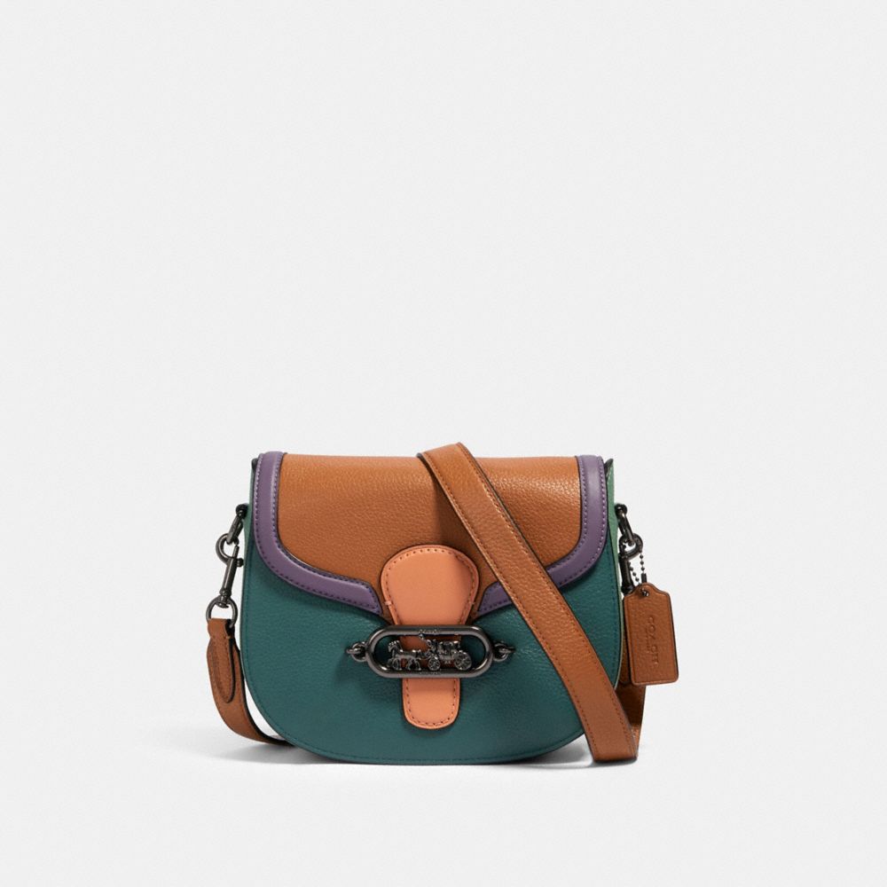 COACH 91084 JADE SADDLE BAG IN COLORBLOCK QB/DARK-TURQUOISE-MULTI