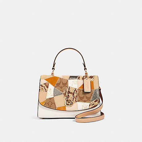 COACH 91089 TILLY TOP HANDLE SATCHEL WITH SIGNATURE CANVAS PATCHWORK IM/CHALK-MULTI