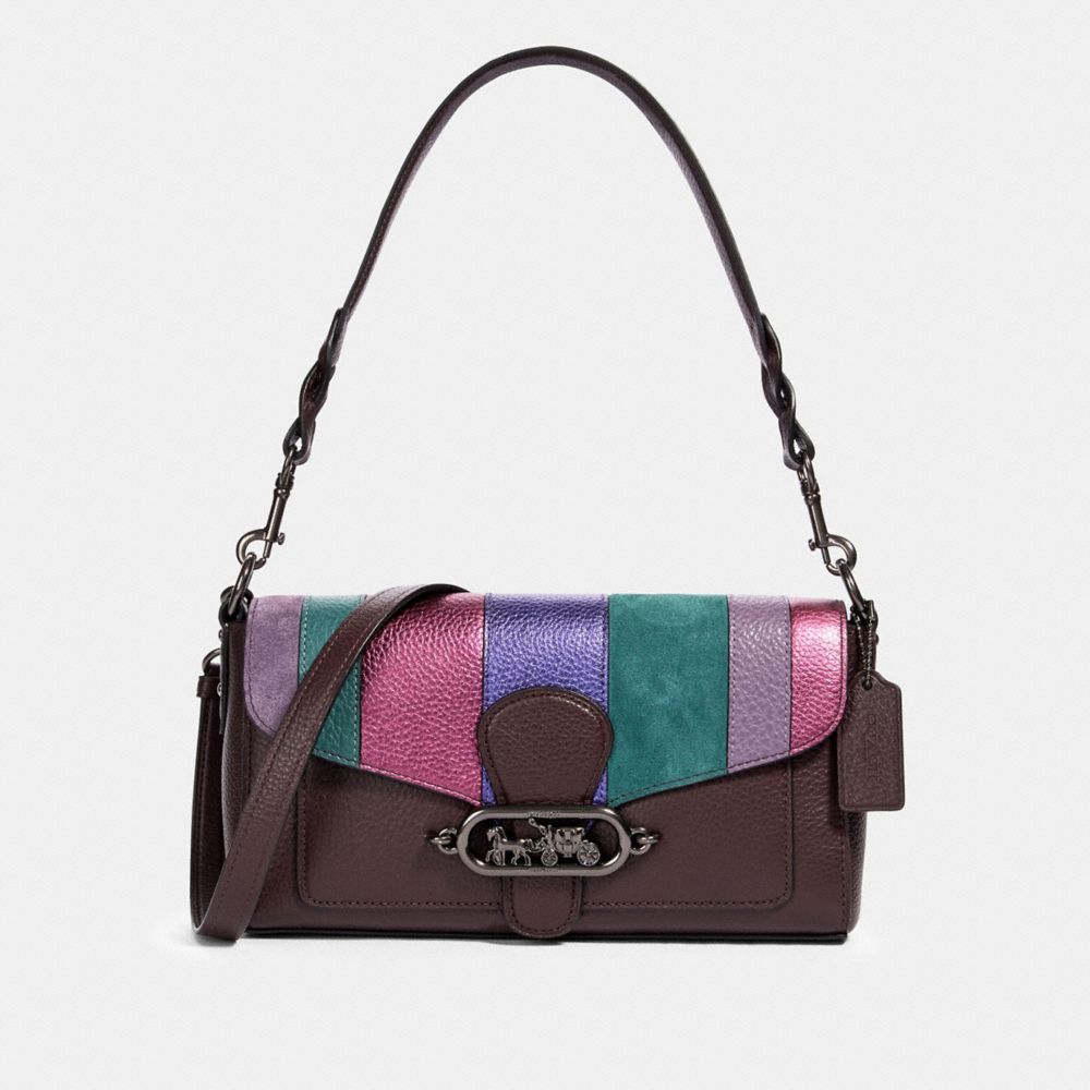 COACH JADE SHOULDER BAG WITH PIECING - QB/OXBLOOD MULTI - 91095