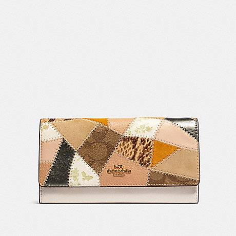 COACH TRIFOLD WALLET WITH PATCHWORK - IM/CHALK MULTI - 91098