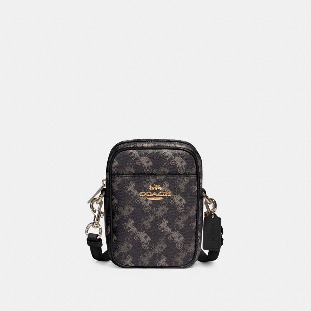 COACH 91108 PHOEBE CROSSBODY WITH HORSE AND CARRIAGE PRINT IM/BLACK-GREY-MULTI