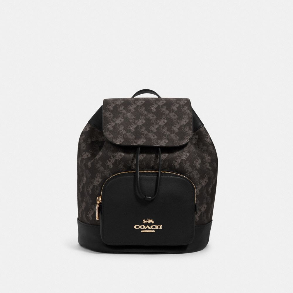 COACH 91110 Jes Backpack With Horse And Carriage Print IM/BLACK GREY MULTI