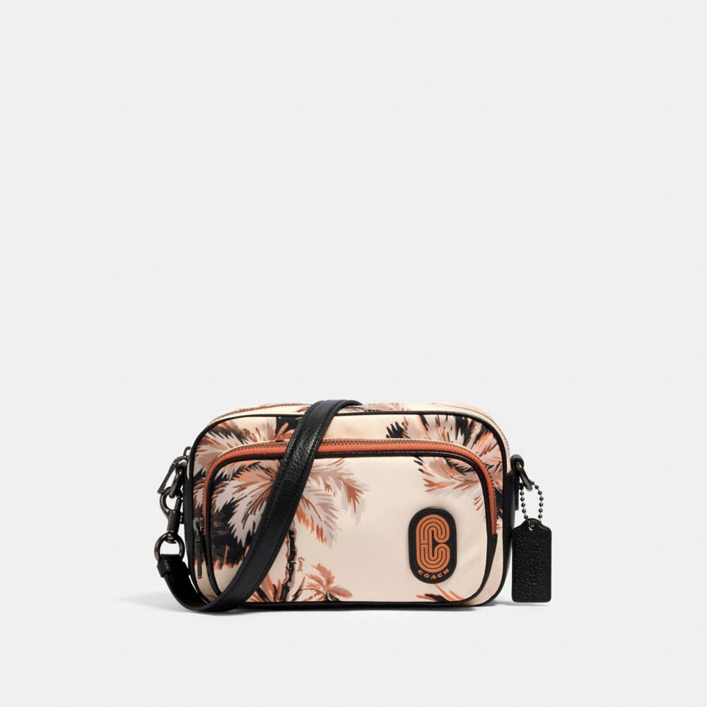 COURT CROSSBODY WITH GLOWING PALM PRINT - QB/PEACH MULTI - COACH 91113