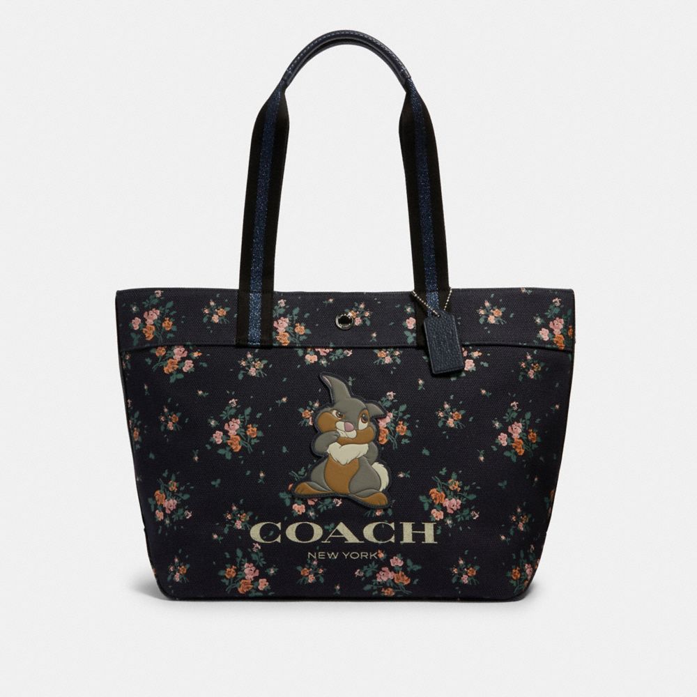 COACH 91116 DISNEY X COACH TOTE WITH ROSE BOUQUET PRINT AND THUMPER SV/MIDNIGHT-MULTI