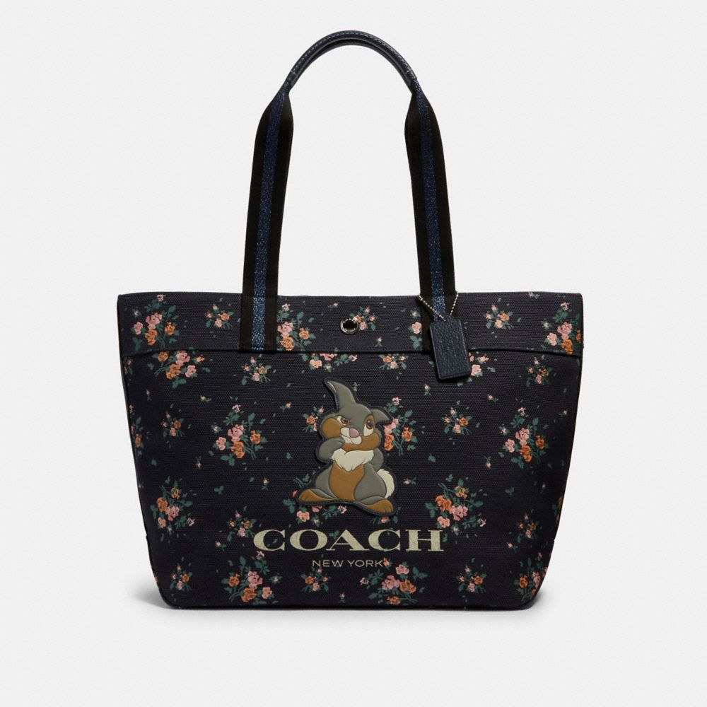 COACH 91116 DISNEY X COACH TOTE WITH ROSE BOUQUET PRINT AND THUMPER SV/MIDNIGHT MULTI