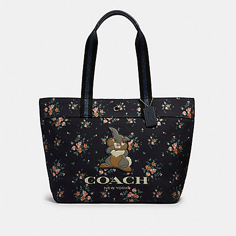 COACH 91116 DISNEY X COACH TOTE WITH ROSE BOUQUET PRINT AND THUMPER SV/MIDNIGHT MULTI