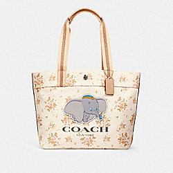 COACH 91119 Disney X Coach Tote With Rose Bouquet Print And Dumbo SV/CHALK MULTI