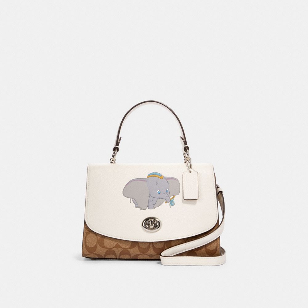 COACH 91120 - DISNEY X COACH TILLY TOP HANDLE SATCHEL IN SIGNATURE CANVAS WITH DUMBO SV/CHALK KHAKI MULTI