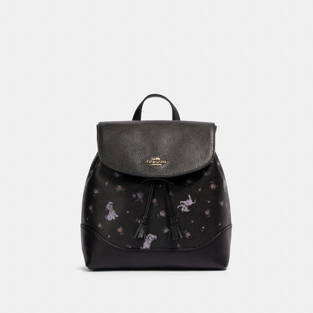 COACH 91127 Disney X Coach Elle Backpack With Dalmatian Floral Print IM/BLACK MULTI