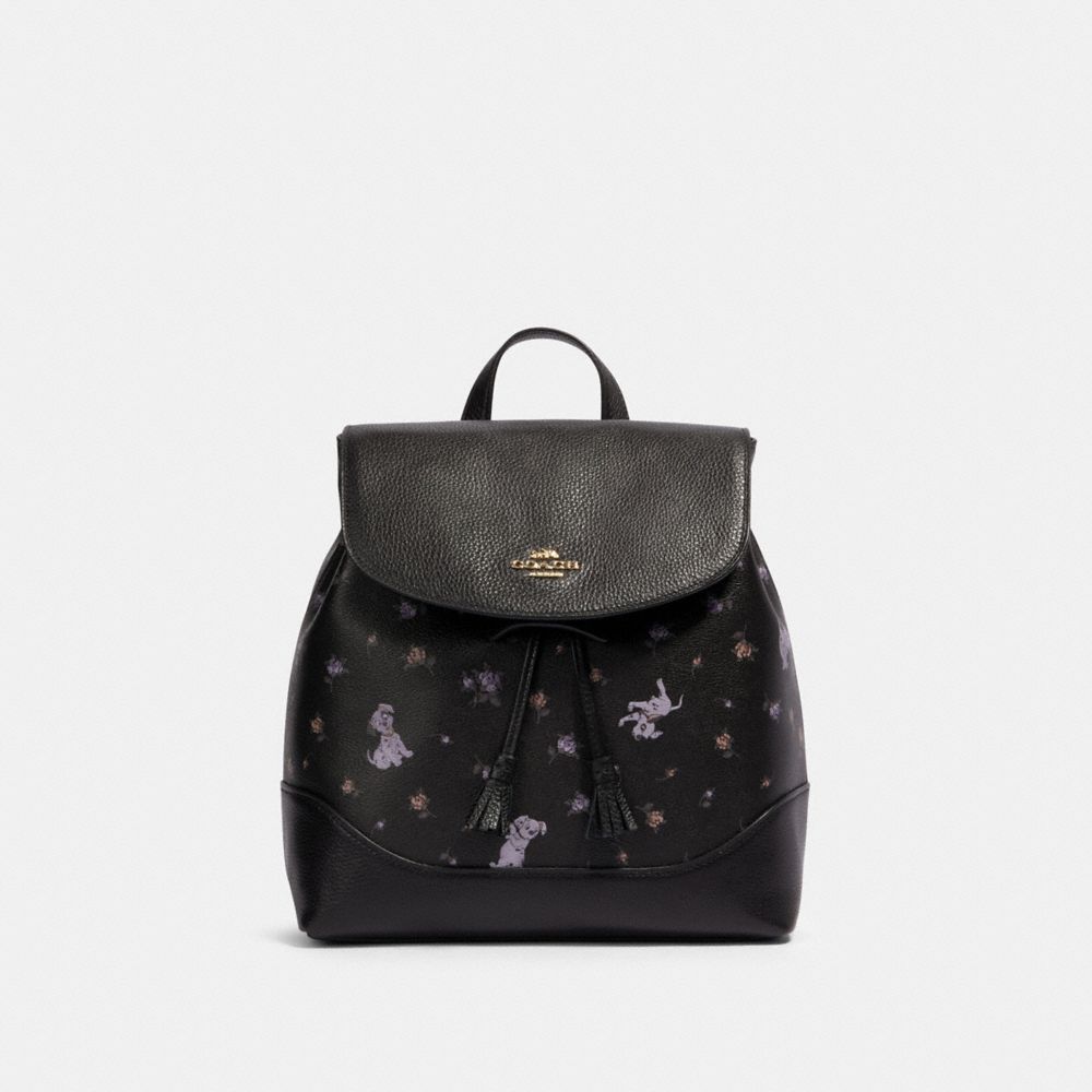 COACH DISNEY X COACH ELLE BACKPACK WITH DALMATIAN FLORAL PRINT - IM/BLACK MULTI - 91127