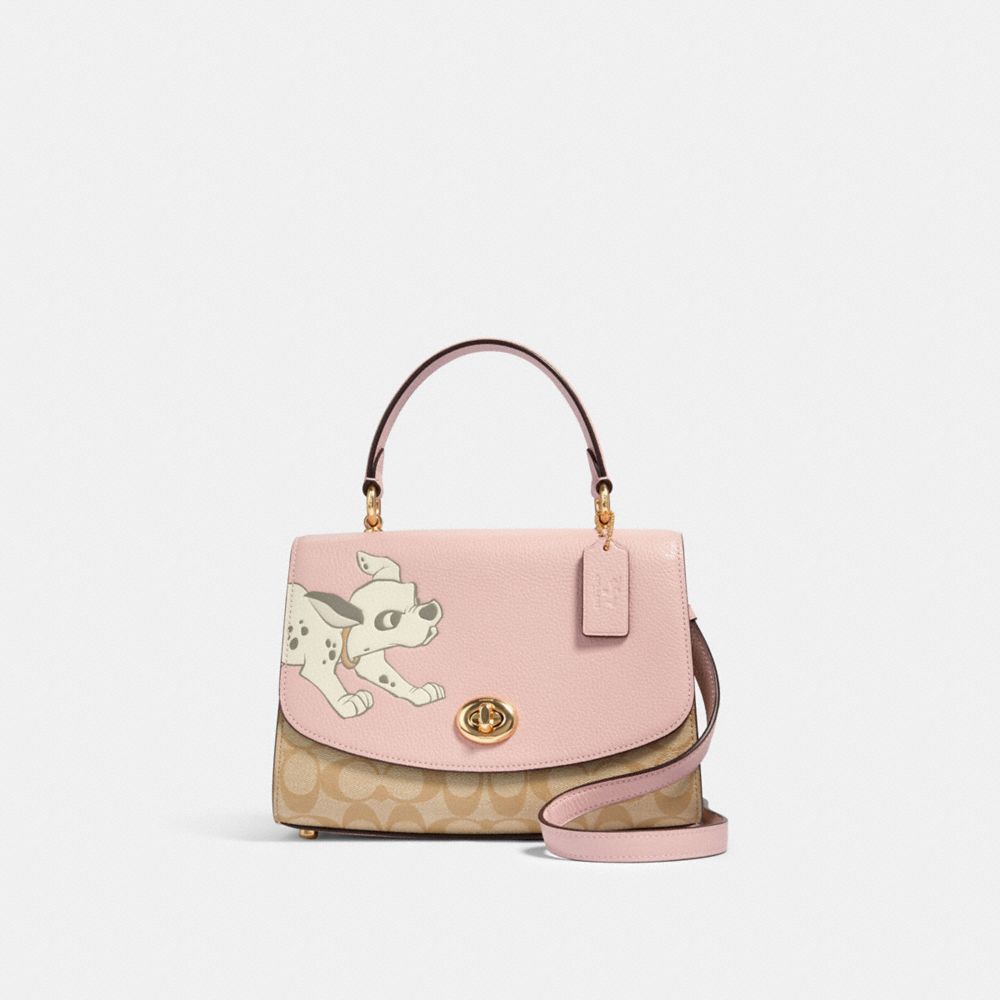 COACH DISNEY X COACH TILLY TOP HANDLE SATCHEL IN SIGNATURE CANVAS WITH DALMATIAN - IM/BLOSSOM/LIGHT KHAKI MULTI - 91128