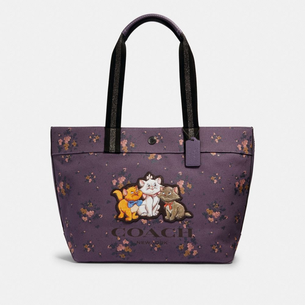 DISNEY X COACH TOTE WITH ROSE BOUQUET PRINT AND ARISTOCATS - 91130 - QB/DUSTY LAVENDER MULTI