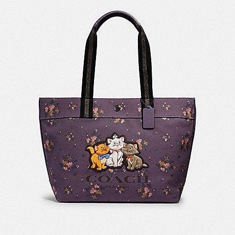 COACH 91130 DISNEY X COACH TOTE WITH ROSE BOUQUET PRINT AND ARISTOCATS QB/DUSTY-LAVENDER-MULTI