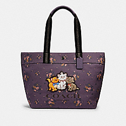 COACH 91130 - DISNEY X COACH TOTE WITH ROSE BOUQUET PRINT AND ARISTOCATS QB/DUSTY LAVENDER MULTI