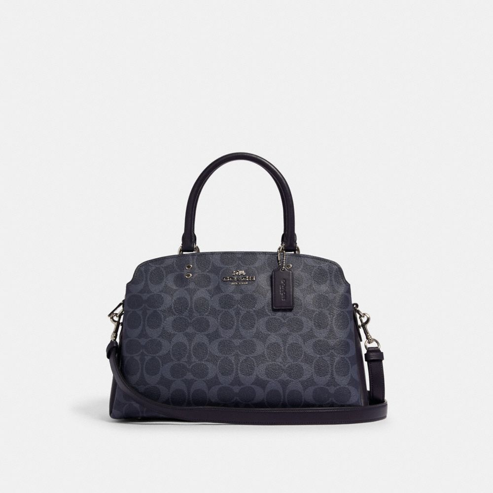 COACH 91132 LILLIE CARRYALL IN SIGNATURE CANVAS SV/DENIM-MIDNIGHT